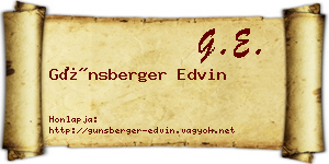 Günsberger Edvin névjegykártya